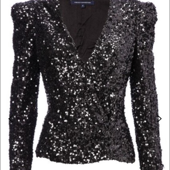 French Connection navy sequin blazer jacket - Picture 3 of 6